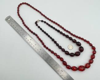 Another view of the amber faceted bead necklaces