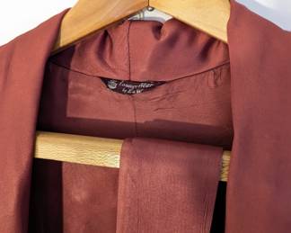 Closeup of vintage Loungewear by E & W belted robe