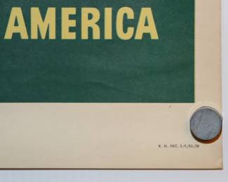 Closeup of original vintage Grace Line linen backed cruise ship tourism poster promoting travel to the Caribbean and South America circa 1960s