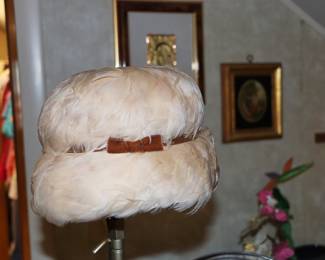 Closeup of one of the women's vintage hats