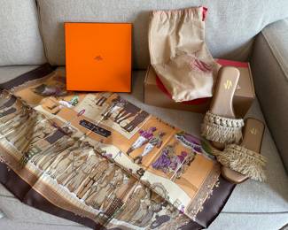 Hermes Scarf and Silvia Cobos Sandals- NEW