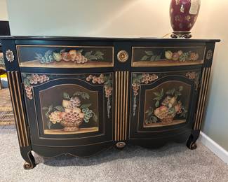 Marble Top and Painted Cabinet