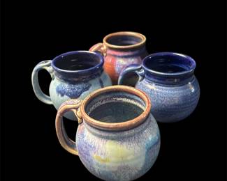 Eclectic Art Pottery Mugs, Marked Pg