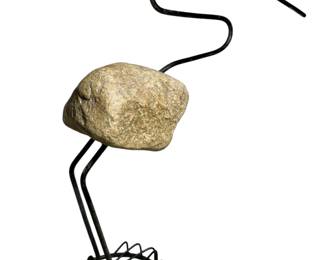 Rock & metal bird sculpture 