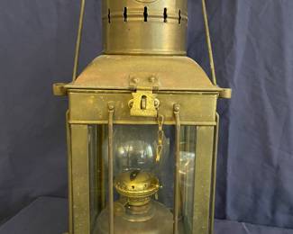 Neptune brass oil lamp