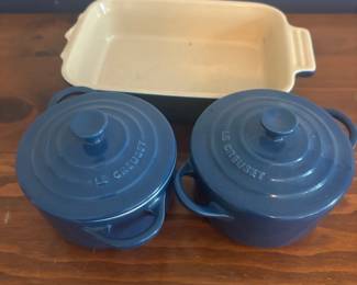 Le Creuset 2 Blue Mini Crock, One Baking Dish