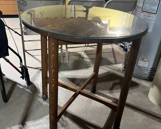 Tall Antique round Oak Table