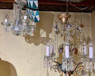 1 Venetian glass Chandelier and 1 Multi-Crystal Chandelier