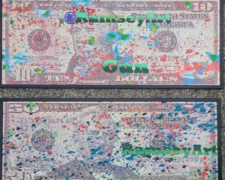 Pair of Tyler Ramsey 48" wide pop art pieces. 