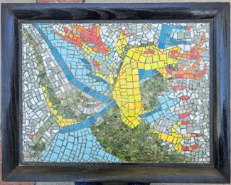 Mosaic tile table by sculptress Joan Strauss Carl.