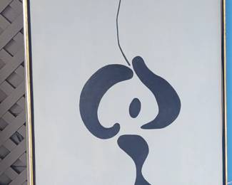 48 x 24 acrylic on canvas. Illeginly signed. Very Calderesque. 