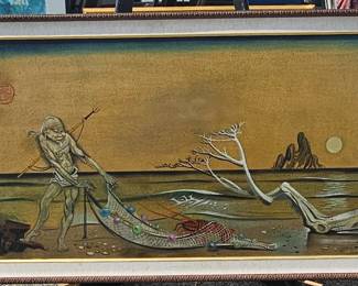 Leon Dusso(Dusseau). 24 x 48 oil on masonite. 1960s.