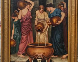 34 x 26 antique oil on canvas. Appears to be unsigned. 