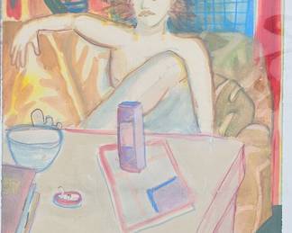 Don Bracken self portrait. 36 x 24 watercolor. There is a nice selection of Bracken's work in the sale.