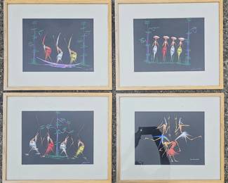 Collection of 1950s African gouaches. All signed. $25.00 each.