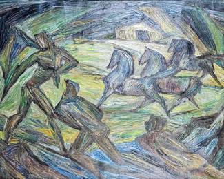 Emil Kosa Jr. 30 x 40 oil on canvas. Great cubist/ expressionist painting.