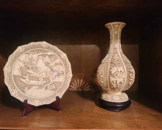 Ivory Dynasty Vase & Plate