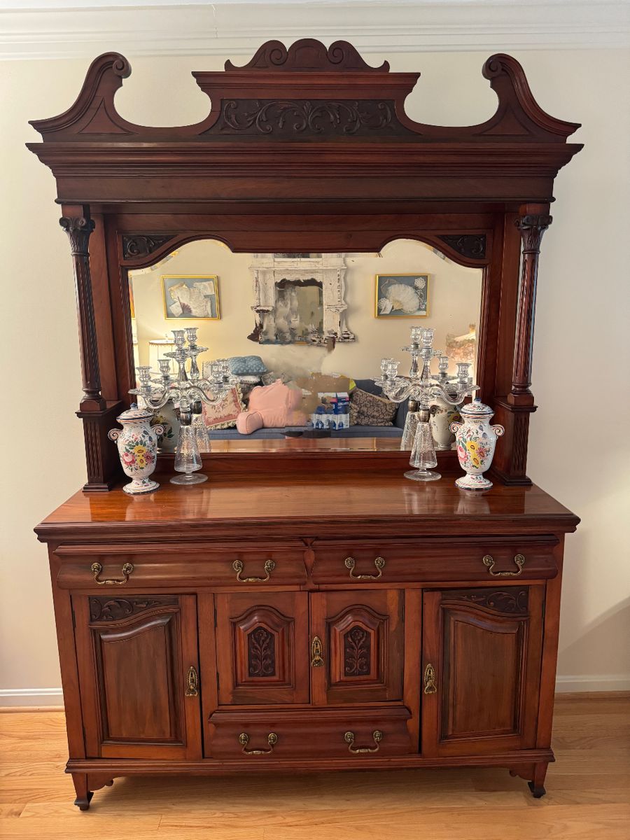 Antique 3 Drawer / 4 Door Cherry Sideboard (59"W x 87"H x 20-1/2"D)