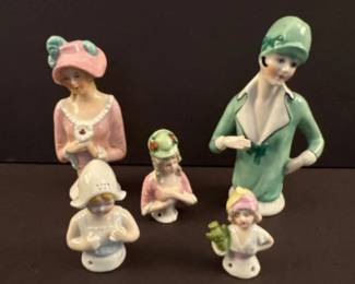 4 AntiqueGermanHalfDolls5PorcelainPinCushion