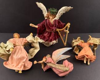 68 VintagePaperMacheAngelOrnaments