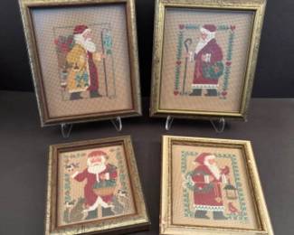 51 SantaFramedCrossStitchQuad