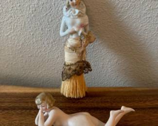 56 PorcelainHalfDollBroomLadyBisqueBathingBeauty