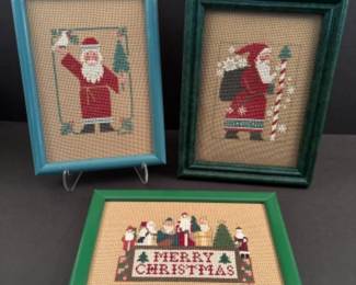37 SantaFramedCrossStitchTrio