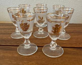 67 VintageLibbeyFrostedGoldLeafCordialGlasses