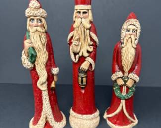 24 VintageOldWorldFolkArt1992TallThinPencilSantaResinFigurines