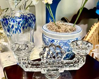 BLUE AND WHITE WITH FOSTORIA WORKS.