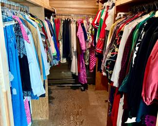 Closet full of fun vintage CLOTHING including acid washed, Levi Strauss, vintage tennis outfits, Western, Country Day!