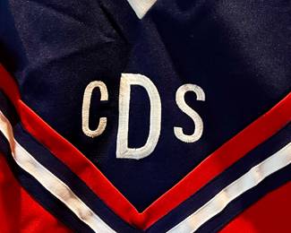 Collection of vintage Country Day cheer outfits and shirts and sweaters. Vintage!