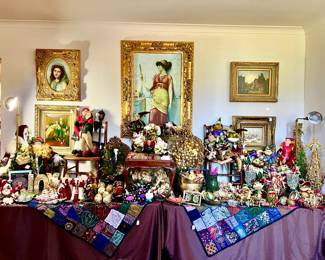 BEAUTIFUL CHRISTMAS, AMAZING SEQUINED RUNNERS, OIL PAINTINGS, MARK ROBERTS FAIRIES AND OTHERS.