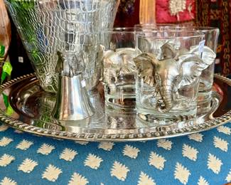 LOVE THESE ELEPHANT WHISKEY GLASSES. BEATRIZ BALL ICE BUCKET.