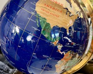 SEMI-PRECIOUS INLAID STONE COBALT GLOBE.