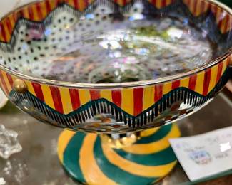 MACKENZIE CHILD'S RETIRED BOWL WITH CURTAIN. HARD TO FIND!