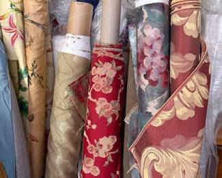 Lots of rolls of upholstery fabric