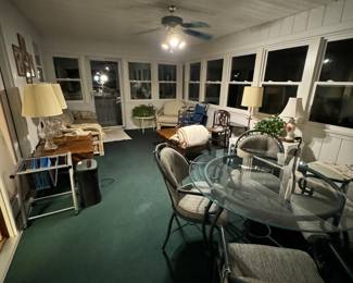 Hanging file folders on wheels, antique lamps, shredder