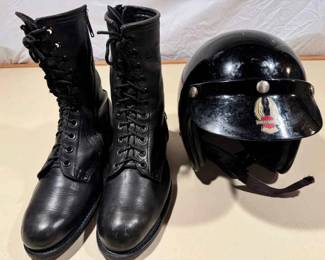 Harley Davidson Boots and Helmet Vintage