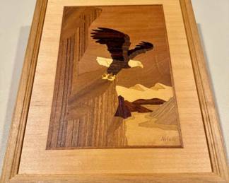 Eagle Wood Inlay Picture Handmade