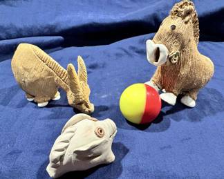 Vintage Rinconda Horse and Donkey. Pig is unknown. Butt is a whistle