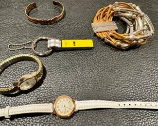 Bracelets, watches, beekman whistle, copper bracelet
