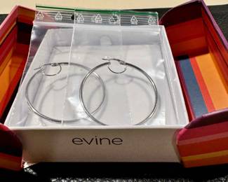 Evine White Gold hoop earrings 14K