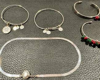 Silver Alex Ani Bracelets, Christmas bracelets, Costume Jewelry Necklace 