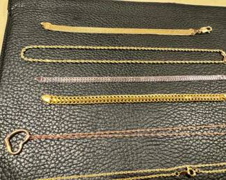 Gold Bracelet, Gold Necklace, Costume and Rose gold Necklace