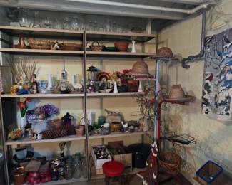 Various Vaes, Jars, Decorator Items, Display Rack, More