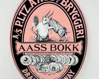 Vintage AASS Bokk Brewery Sign - Norwegian Icon	