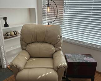 Leather  Recliner, Birdcage Style Floor Lamp