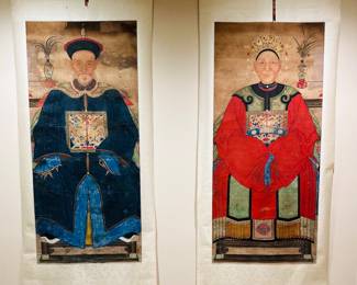 Chinese paper scrolls , 59 " L 