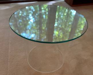 Round  Clear Acrylic  End  Table with Glass Top MCM 